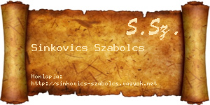 Sinkovics Szabolcs névjegykártya